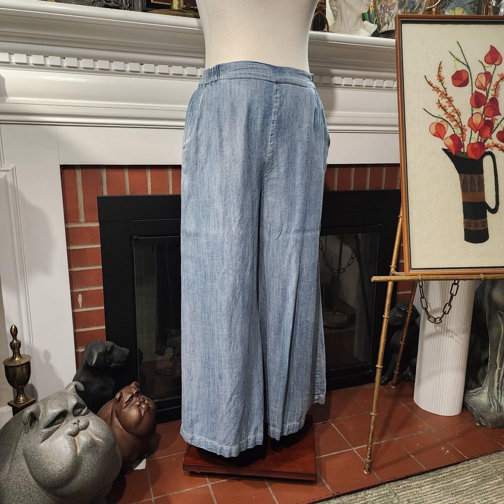M Karyn Seo Elastic Waist Wide Leg Pull-On Pants, Made in USA, Size Medium